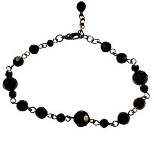 Black Chain Faceted Bead Bracelet Gothic Whimsygoth